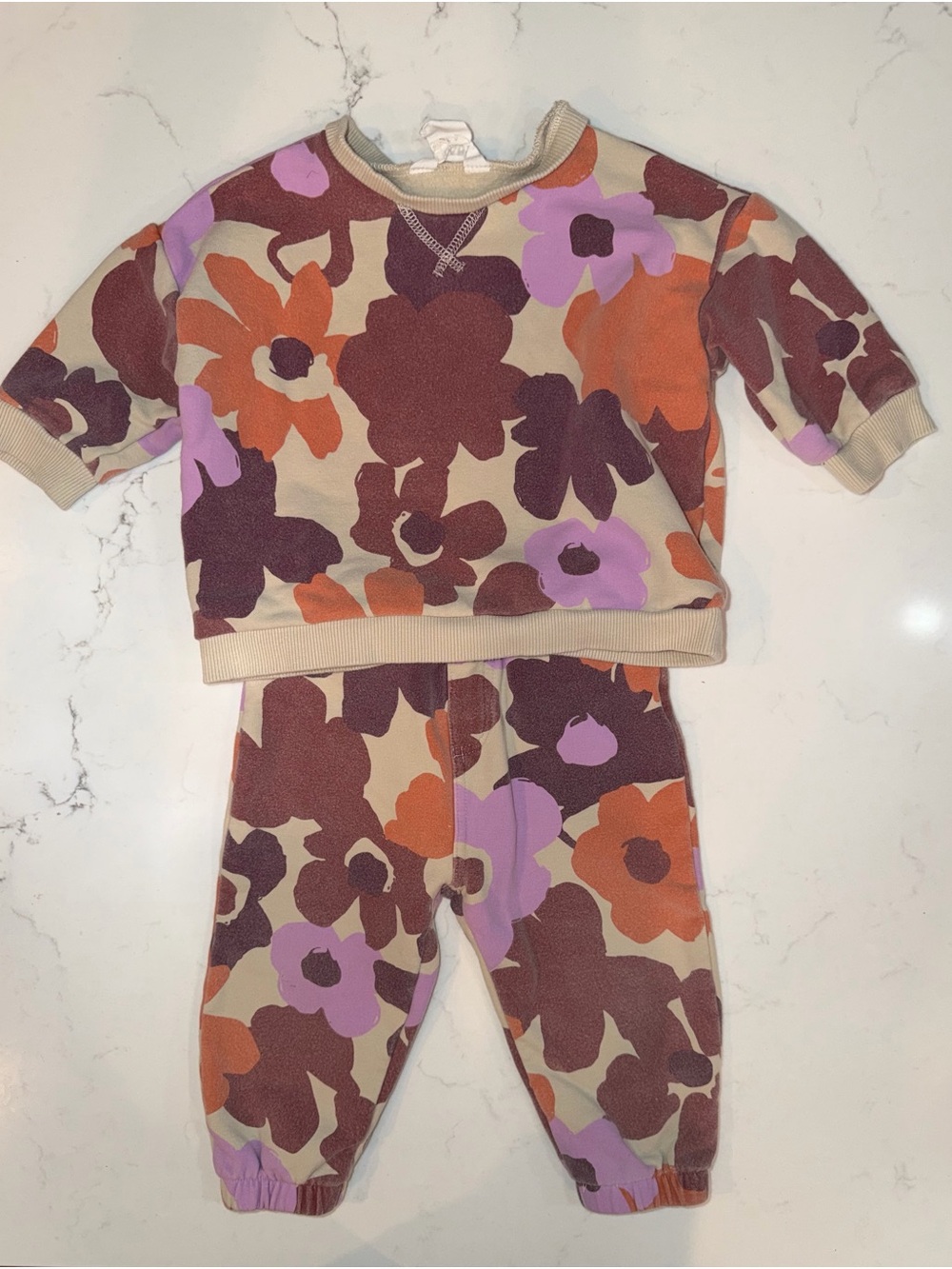 Cotton On Kids Floral Set - Beige, Brown, Orange & Purple